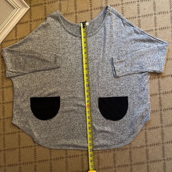 Mod Ref grey knit crew neck with 2 black pockets and batwing sleeves S - Picture 5 of 12